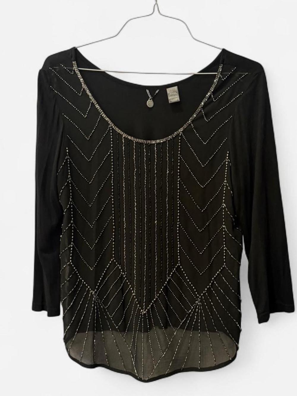 Y2K Buckle Goth romantic beaded whimsigoth black long sleeve
